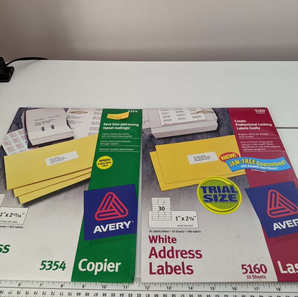 AVERY Address label #5354 Copier and  #5160 Laser Address labels, Open Packages